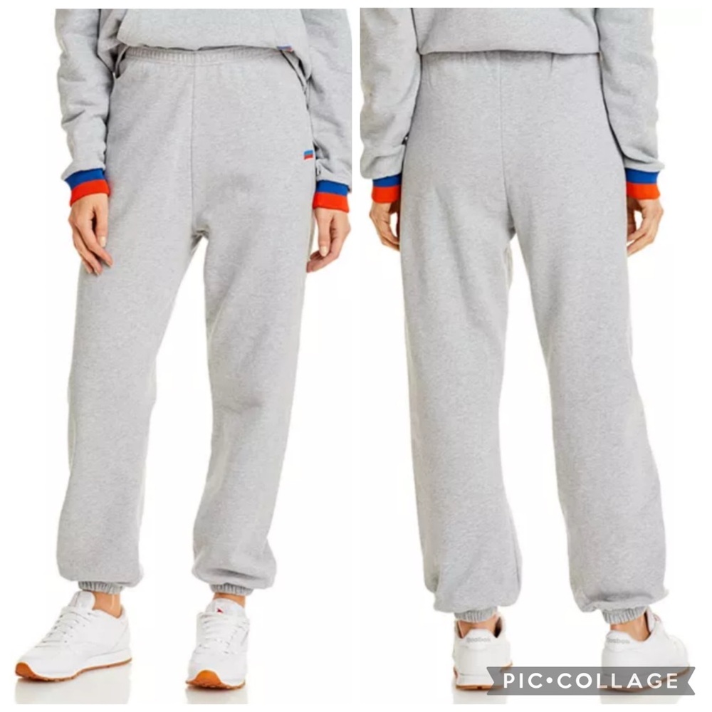 KULE Gray Sweat Jogger Track Pants with Red & Blue Trim